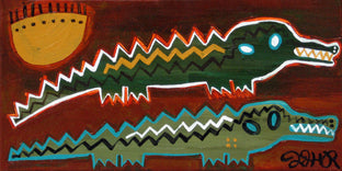 Original art for sale at UGallery.com | Alligator, Alligator by Jessica JH Roller | $225 | acrylic painting | 6' h x 12' w | photo 1