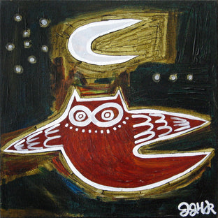 Original art for sale at UGallery.com | Owl and Moon by Jessica JH Roller | $300 | acrylic painting | 12' h x 12' w | photo 1