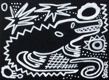 Original art for sale at UGallery.com | Black Alligator by Jessica JH Roller | $325 | acrylic painting | 9' h x 12' w | thumbnail 1