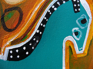 Original art for sale at UGallery.com | Two Ponies and the Cottonwood by Jessica JH Roller | $325 | acrylic painting | 9' h x 12' w | photo 4