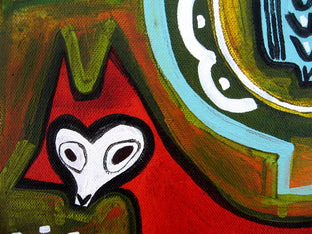 Fox and Owl Deep in the Forest by Jessica JH Roller |   Closeup View of Artwork 