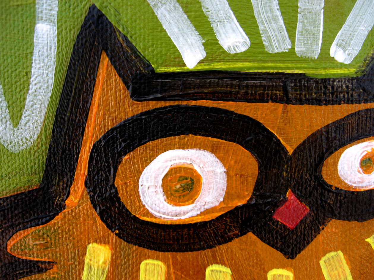 Storybook Owl by Jessica JH Roller |  Closeup View of Artwork 