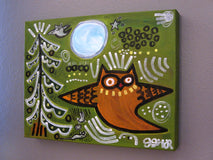 Original art for sale at UGallery.com | Storybook Owl by Jessica JH Roller | $375 | acrylic painting | 12' h x 16' w | thumbnail 3