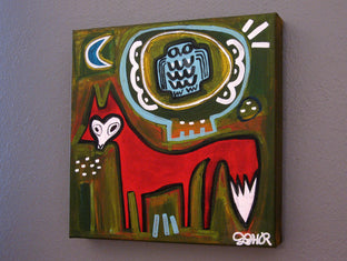 Fox and Owl Deep in the Forest by Jessica JH Roller |  Context View of Artwork 