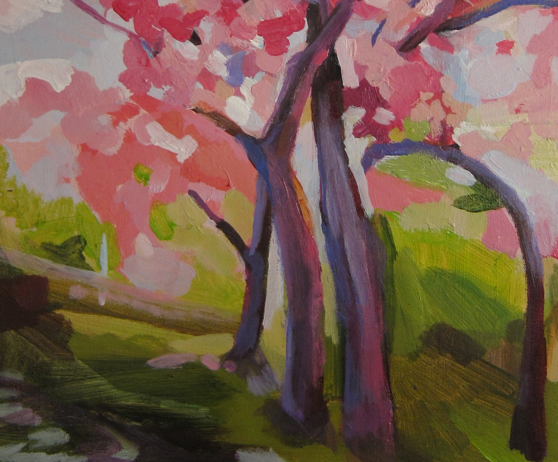 Sweet Melodies Of Cherry Blossoms by Colette Wirz Nauke |  Closeup View of Artwork 