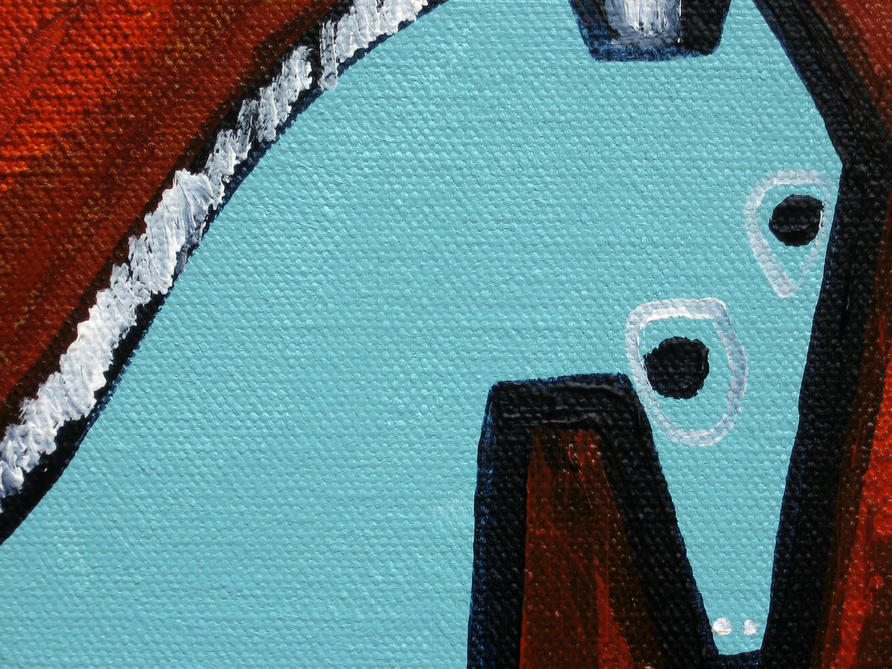 Little Blue Pony by Jessica JH Roller |  Closeup View of Artwork 
