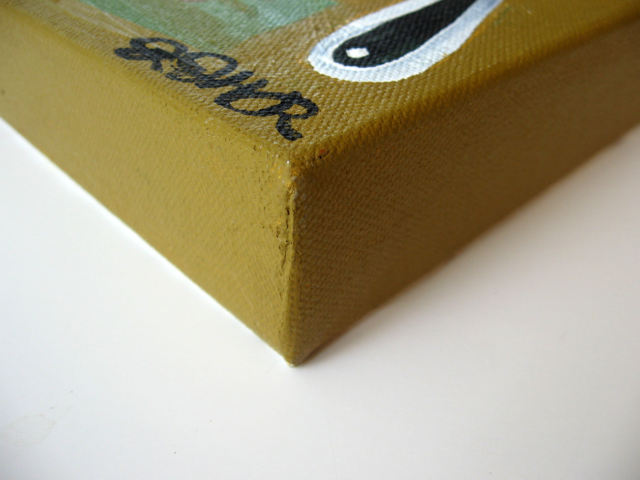 Blue Frog by Jessica JH Roller |  Side View of Artwork 