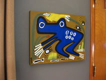 Original art for sale at UGallery.com | Blue Frog by Jessica JH Roller | $475 | acrylic painting | 16' h x 20' w | thumbnail 3