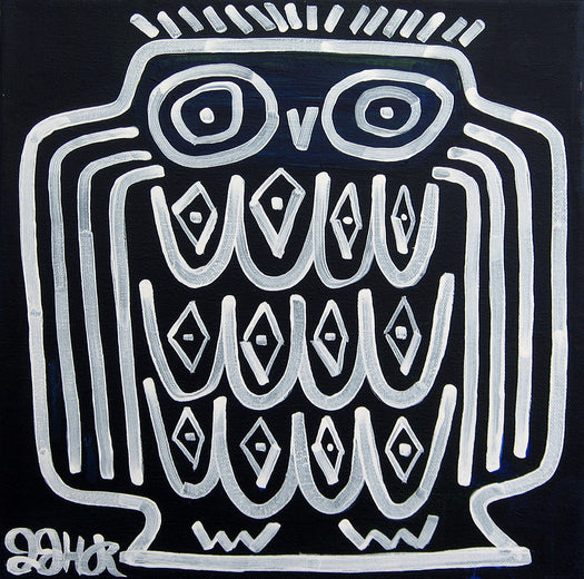 Owl on Dark Blue by Jessica JH Roller |  Artwork Main Image 