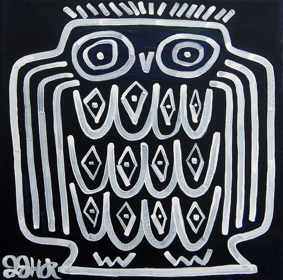 Owl on Dark Blue by Jessica JH Roller |  Artwork Main Image 