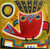 Original art for sale at UGallery.com | Horned Owl by Jessica JH Roller | $350 | acrylic painting | 12' h x 12' w | thumbnail 1