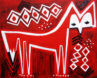 Original art for sale at UGallery.com | Red Fox on Red by Jessica JH Roller | $475 | acrylic painting | 16' h x 20' w | thumbnail 1