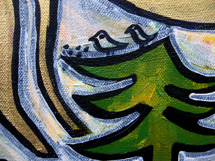 Coyote in the Woods by Jessica JH Roller |   Closeup View of Artwork 