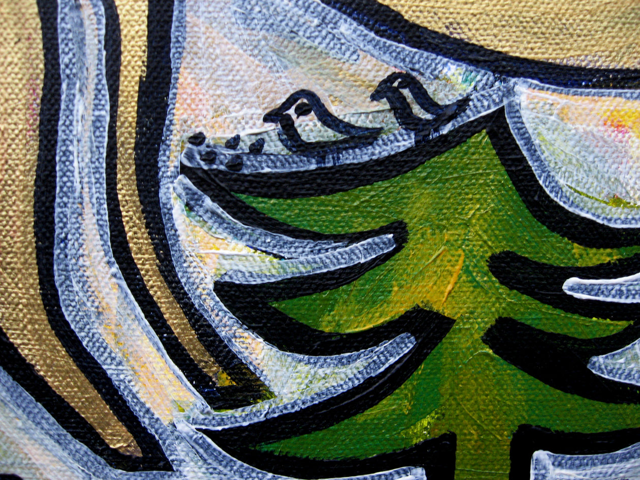 Coyote in the Woods by Jessica JH Roller |  Closeup View of Artwork 