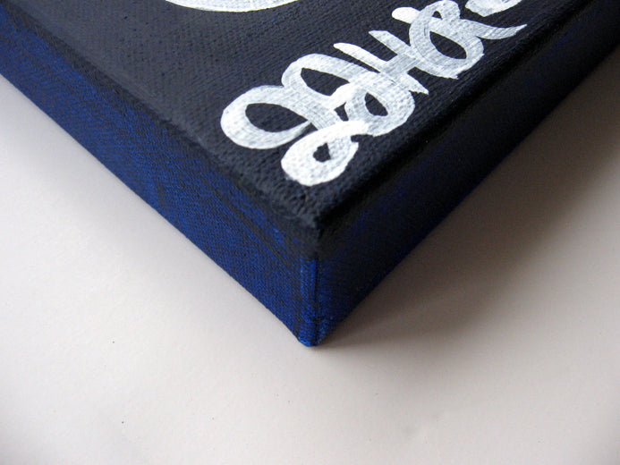 Owl on Dark Blue by Jessica JH Roller |  Side View of Artwork 