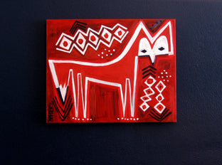 Original art for sale at UGallery.com | Red Fox on Red by Jessica JH Roller | $475 | acrylic painting | 16' h x 20' w | photo 3