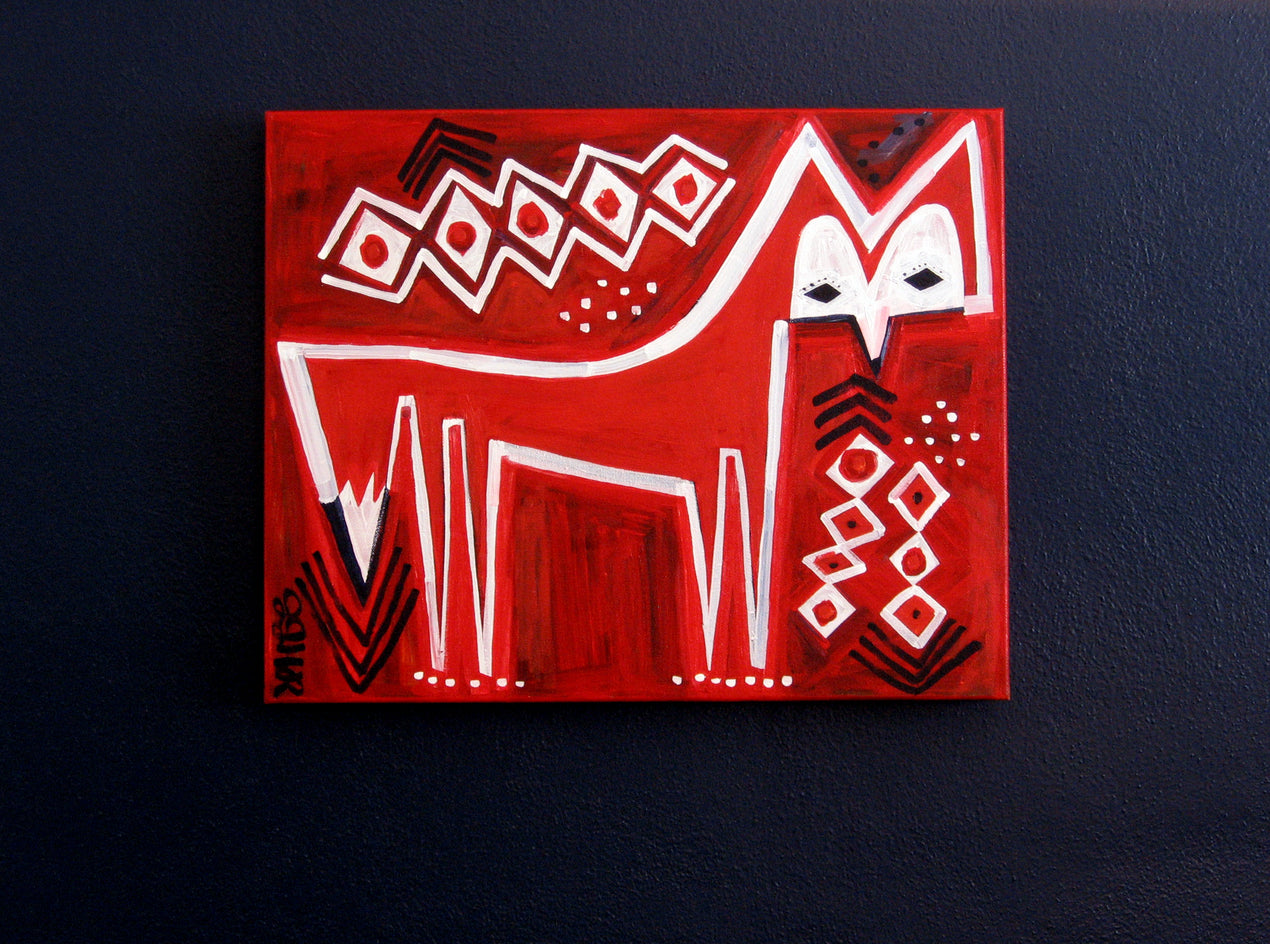 Red Fox on Red by Jessica JH Roller |  Context View of Artwork 