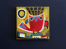 Original art for sale at UGallery.com | Horned Owl by Jessica JH Roller | $350 | acrylic painting | 12' h x 12' w | thumbnail 3