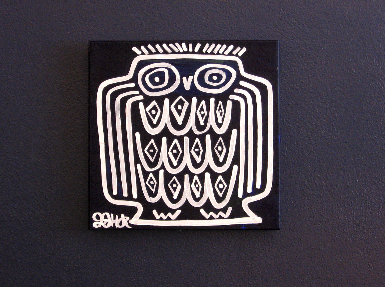 Owl on Dark Blue by Jessica JH Roller |  Context View of Artwork 