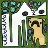 Original art for sale at UGallery.com | Cat and Pug by Jessica JH Roller | $300 | acrylic painting | 12' h x 12' w | thumbnail 1