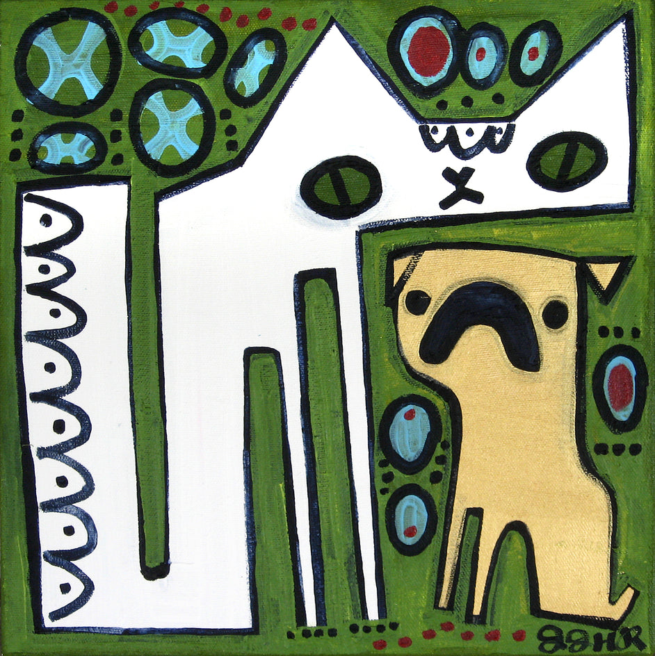 Cat and Pug by Jessica JH Roller |  Artwork Main Image 