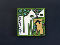 Original art for sale at UGallery.com | Cat and Pug by Jessica JH Roller | $300 | acrylic painting | 12' h x 12' w | thumbnail 3