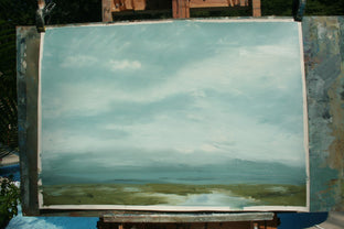 Soft Blue Sky by Ronda Waiksnis |  Side View of Artwork 