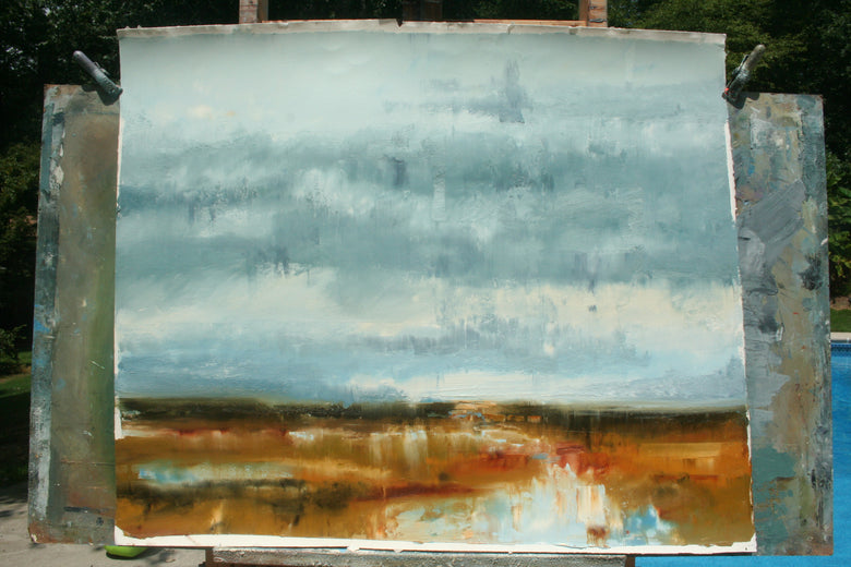 A Palette of Rain by Ronda Waiksnis |  Side View of Artwork 