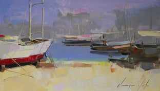 Original art for sale at UGallery.com | Boats on the Beach by Vahe Yeremyan | $475 | oil painting | 8' h x 20' w | photo 2