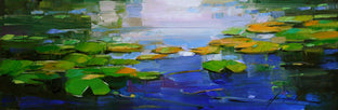 Original art for sale at UGallery.com | Waterlilies Green Reflections by Vahe Yeremyan | $425 | oil painting | 10' h x 23' w | photo 2