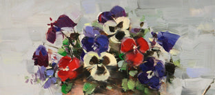 Original art for sale at UGallery.com | Vase of Pansies by Vahe Yeremyan | $300 | oil painting | 9' h x 12' w | photo 2