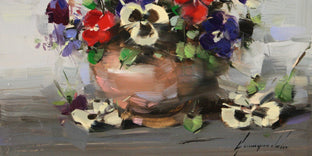 Original art for sale at UGallery.com | Vase of Pansies by Vahe Yeremyan | $300 | oil painting | 9' h x 12' w | photo 3
