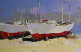 Original art for sale at UGallery.com | Boats on the Beach by Vahe Yeremyan | $475 | oil painting | 8' h x 20' w | photo 3