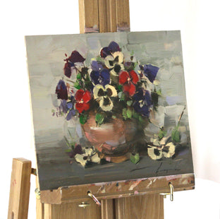 Original art for sale at UGallery.com | Vase of Pansies by Vahe Yeremyan | $300 | oil painting | 9' h x 12' w | photo 4