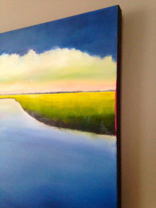 Original art for sale at UGallery.com | Indigo Blue Marsh by Nancy Hughes Miller | $1,675 | oil painting | 36' h x 36' w | photo 2