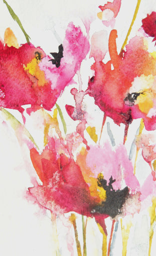Pink Poppies by Karin Johannesson |  Side View of Artwork 