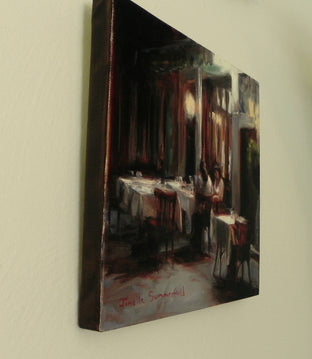 Original art for sale at UGallery.com | Late Dinner at the Pizzeria by Jonelle Summerfield | $450 | oil painting | 10' h x 10' w | photo 2