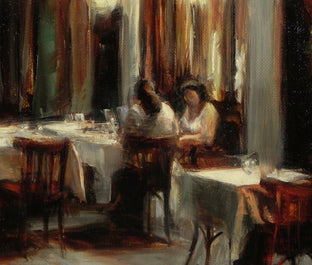 Original art for sale at UGallery.com | Late Dinner at the Pizzeria by Jonelle Summerfield | $450 | oil painting | 10' h x 10' w | photo 4