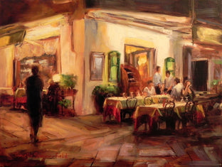 Original art for sale at UGallery.com | Late Dinner at the Pizzeria II by Jonelle Summerfield | $700 | oil painting | 12' h x 16' w | photo 1
