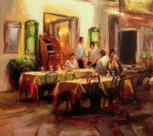Original art for sale at UGallery.com | Late Dinner at the Pizzeria II by Jonelle Summerfield | $700 | oil painting | 12' h x 16' w | photo 4