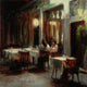 Original art for sale at UGallery.com | Late Dinner at the Pizzeria by Jonelle Summerfield | $450 | oil painting | 10' h x 10' w | thumbnail 1
