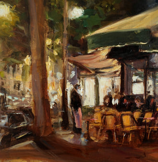 Original art for sale at UGallery.com | Les Deux Magots at Night by Jonelle Summerfield | $775 | oil painting | 16' h x 20' w | photo 4