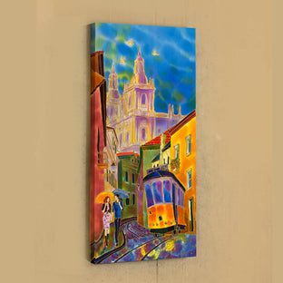 Original art for sale at UGallery.com | Sun After the Rain, Street in Lisbon, Portugal by Yelena Sidorova | $1,275 | mixed media artwork | 36' h x 18' w | photo 3