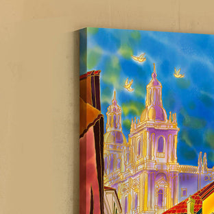 Original art for sale at UGallery.com | Sun After the Rain, Street in Lisbon, Portugal by Yelena Sidorova | $1,275 | mixed media artwork | 36' h x 18' w | photo 2