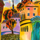 Original art for sale at UGallery.com | Small Street, Prague by Yelena Sidorova | $825 | mixed media artwork | 24' h x 30' w | thumbnail 4