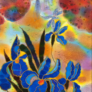 Original art for sale at UGallery.com | Central Park New York, Irises by Yelena Sidorova | $500 | mixed media artwork | 24' h x 12' w | photo 4