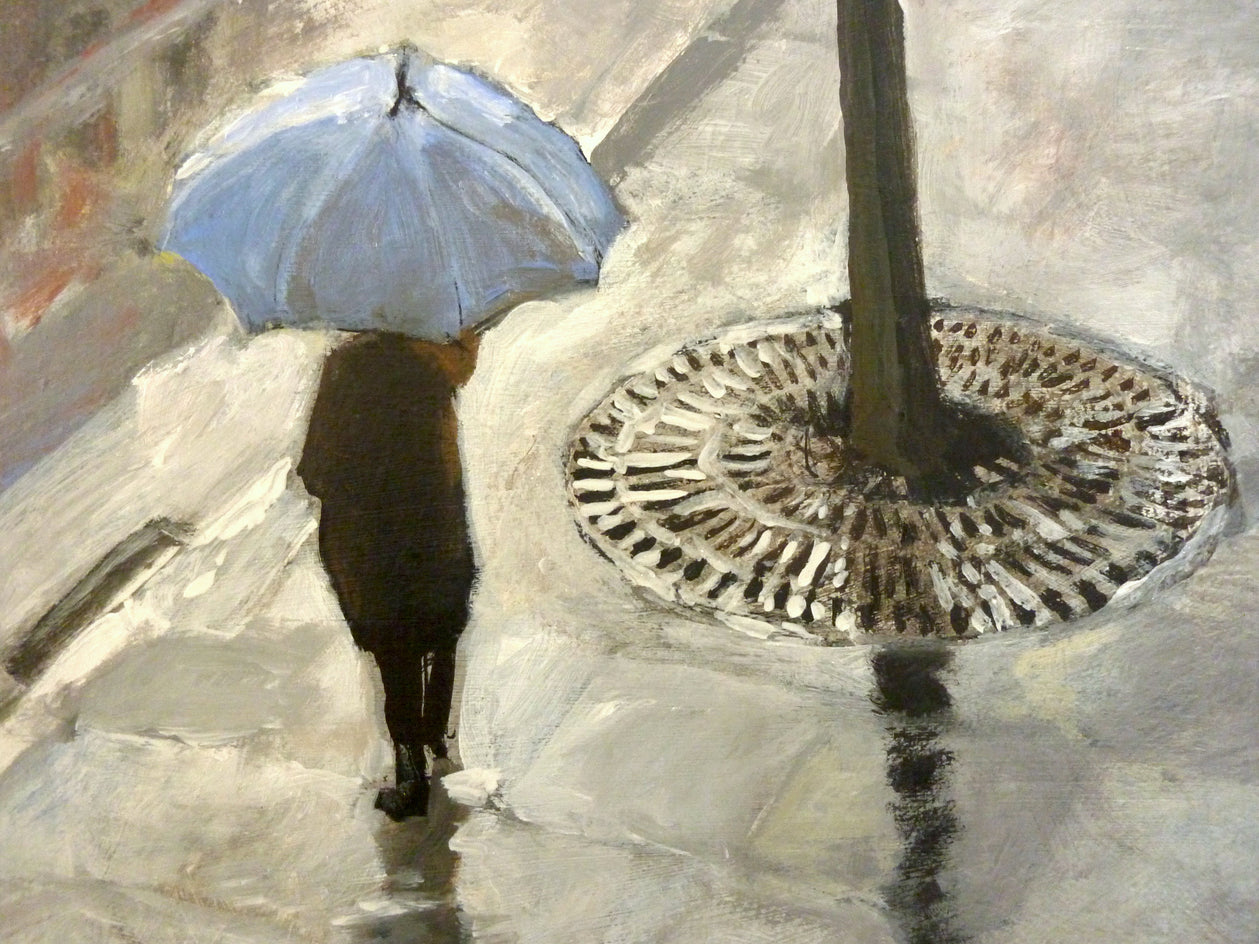Leaving under the Rain by Bertrand Girard |  Side View of Artwork 