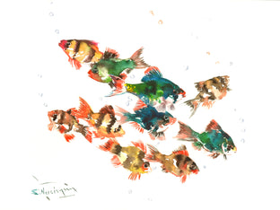 Original art for sale at UGallery.com | Tiger Barb (Aquarium Fish) by Suren Nersisyan | $250 | watercolor painting | 9' h x 12' w | photo 1