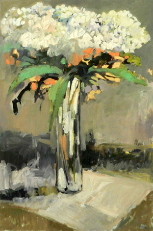Original art for sale at UGallery.com | Hydrangeas by Mary Pratt | $1,850 | oil painting | 36' h x 24' w | photo 1