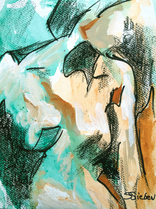 Original art for sale at UGallery.com | Moody Blue Nude by Sharon Sieben | $325 | mixed media artwork | 12' h x 9' w | photo 1